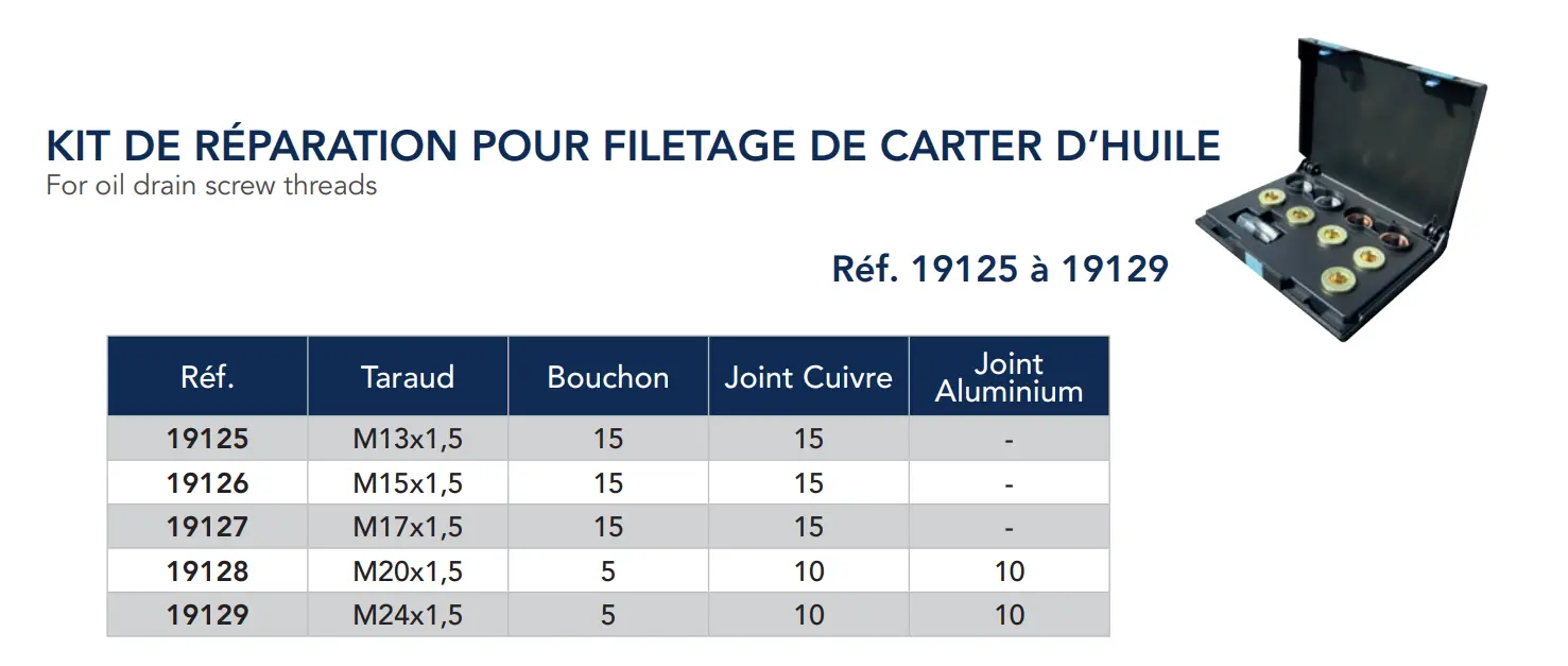 Kit de réparation de carter d'huile pas 1,5