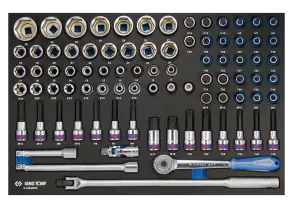 Module mousse + PP 84 pièces douilles 1/2" et accessoires