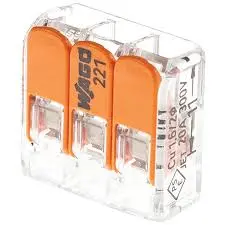 Wago - Boite de 50 bornes de connexion Wago 3 entrées de 4mm² pour fils souples et rigides à levier