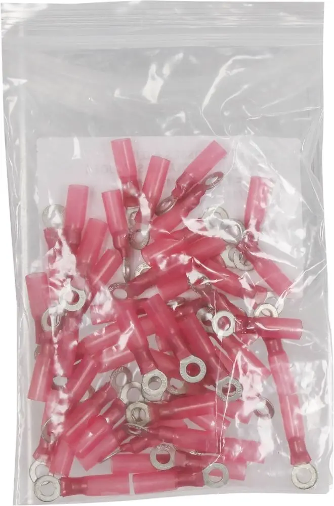 SACHET 50 COSSES A OEIL THERMORETRACTABLES ROUGE POUR FIL 0.5 A 1.5MM² M4