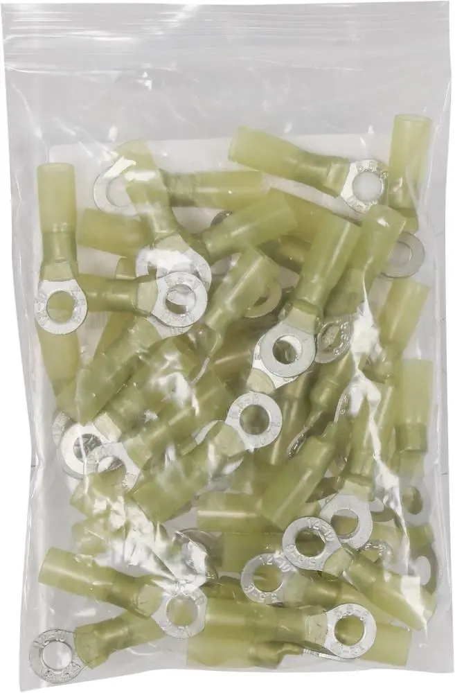 [02721.50] SACHET 50 COSSES A OEIL THERMORETRACTABLE JAUNE POUR FIL 4 A 6MM² M6