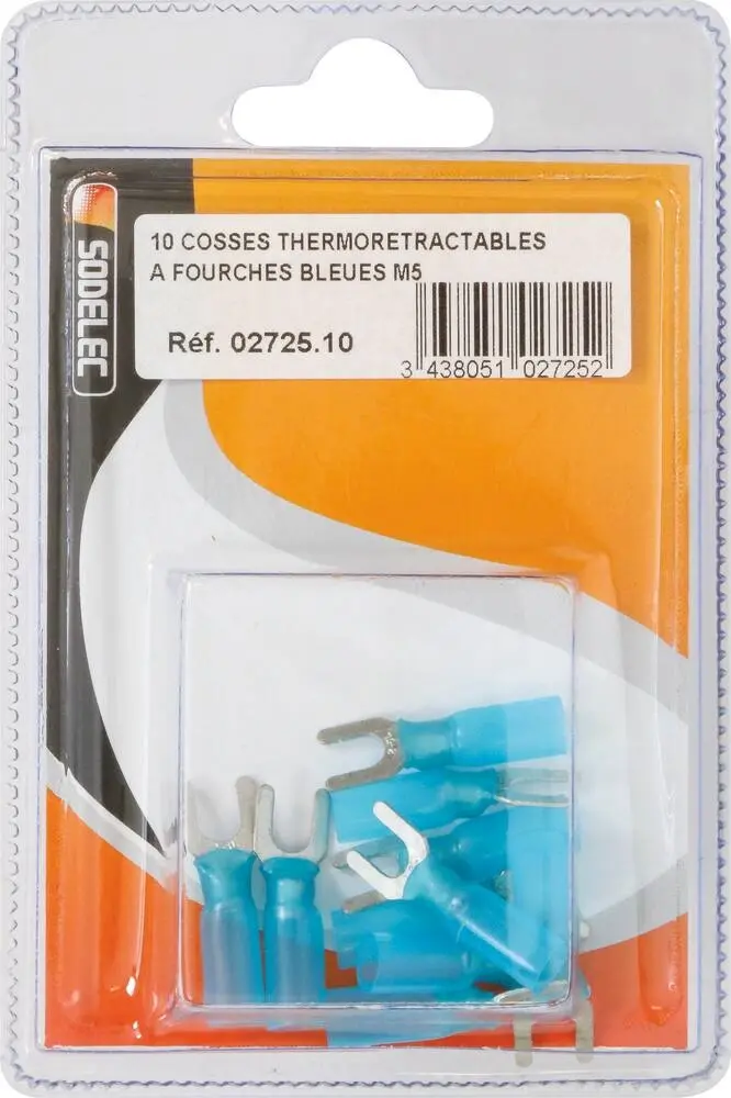 [02725.10] BLISTER 10 COSSES THERMORETRACTABLES A FOURCHES BLEUES M5