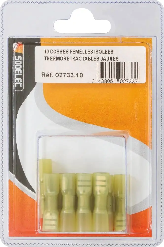 BLISTER 10 COSSES FEMELLES ISOLEES THERMORETRACTABLES JAUNE