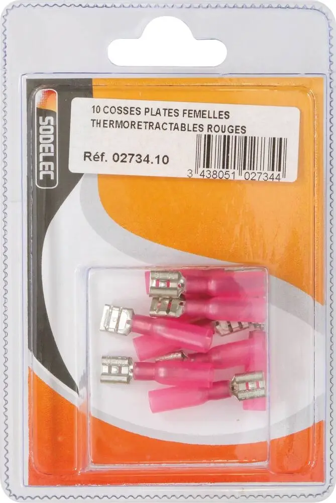 BLISTER 10 COSSES PLATES FEMELLES THERMORETRACTABLES ROUGE
