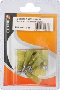 BLISTER 10 COSSES PLATES FEMELLES THERMORETRACTABLES JAUNE