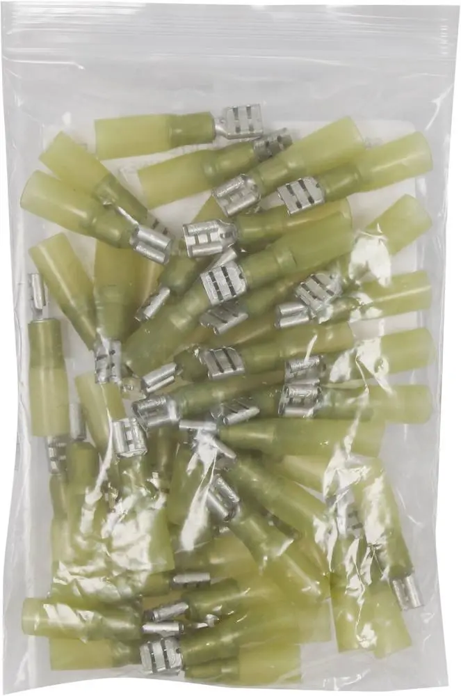 SACHET 50 COSSES PLATES FEMELLES THERMORETRACTABLES JAUNE