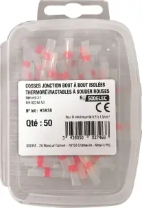 SACHET 50 COSSES THERMORETRACTABLES ROUGE POUR FIL 0.5 A 1.5MM²