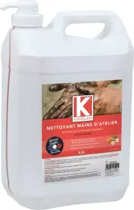 [58120] NETTOYANT MAINS D'ATELIER KARZHAN ROUGE  PARFUM AMANDE 4,5L AVEC POMPE