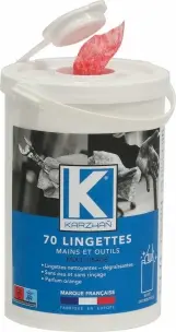 70 LINGETTES NETTOYANTES MAINS IMPREGNEES EN POT DISTRIBUTEUR - FORMAT 27X31CM